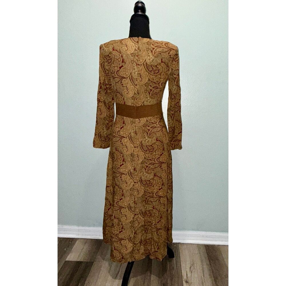 T & Company Petite Paisley Maxi Dress Size 6P Long Sleeve NWOT/NO FLAWS VTG